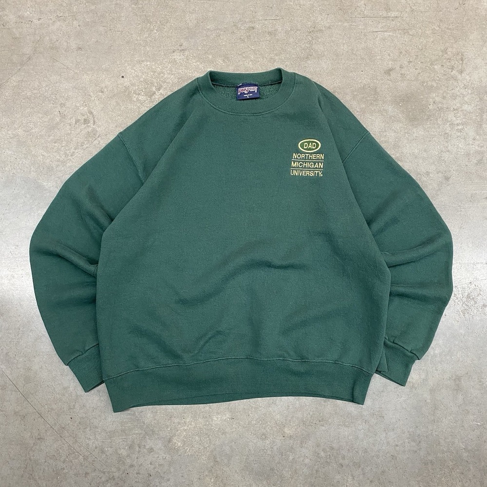 VTG Jansport Northern Michigan University Crewneck Sweatshirt Green Y2K Men's L